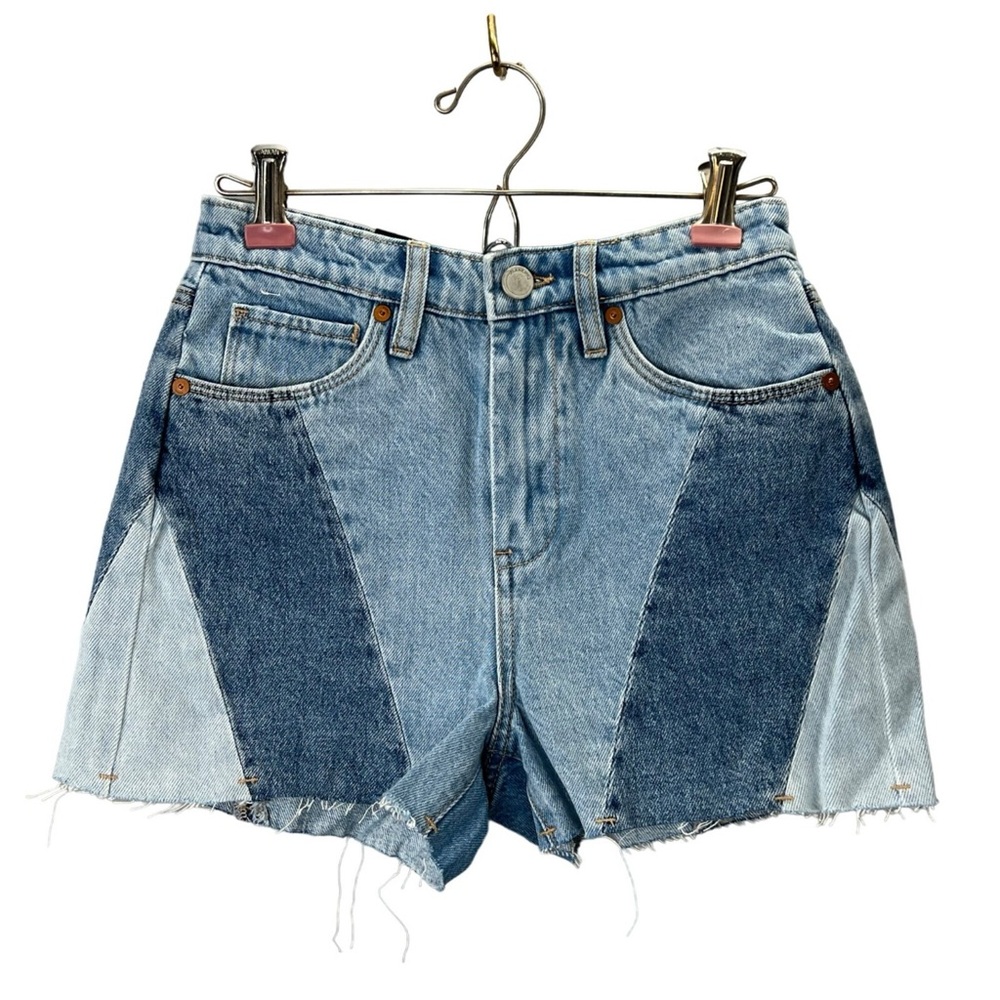 Blank NYC The Reeve Juicy Blue Patchwork Jean Shorts